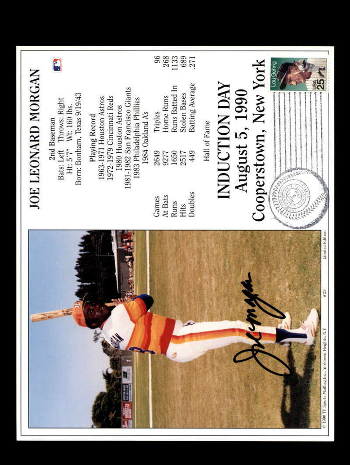 Joe Morgan PSA DNA Signed  8x10 HOF Induction Photo Autograph Astros