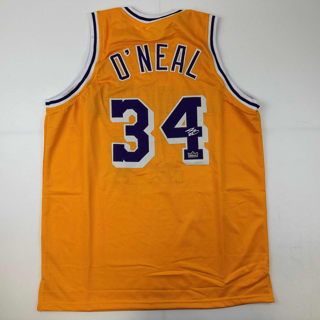 Facsimile Autographed Shaquille Shaq O'Neal Los Angeles Yellow Reprint Jersey XL