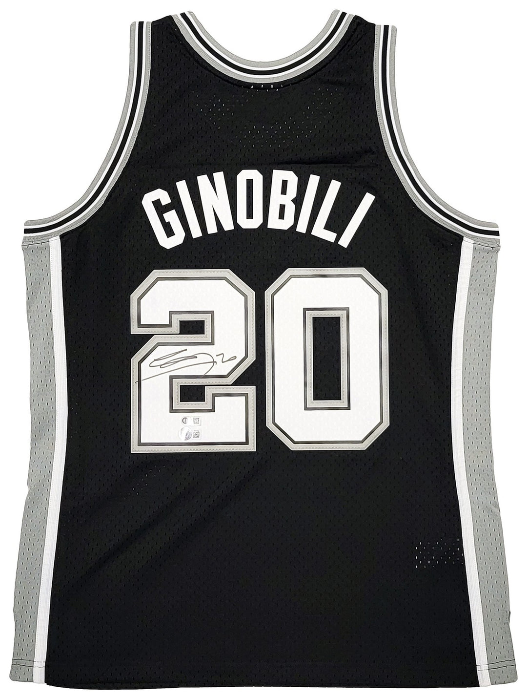 Spurs Manu Ginobili Auto Black Authentic Mitchell Ness Swingman Jersey L Beckett