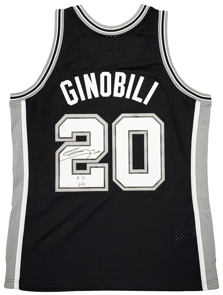 Spurs Manu Ginobili Auto Black Authentic Mitchell Ness Swingman Jersey L Beckett
