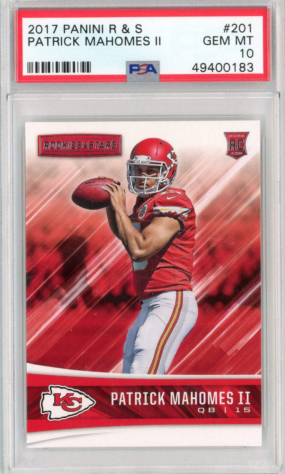 Graded 2017 Panini R&S Patrick Mahomes II #201 RC Card PSA 10 Gem Mint