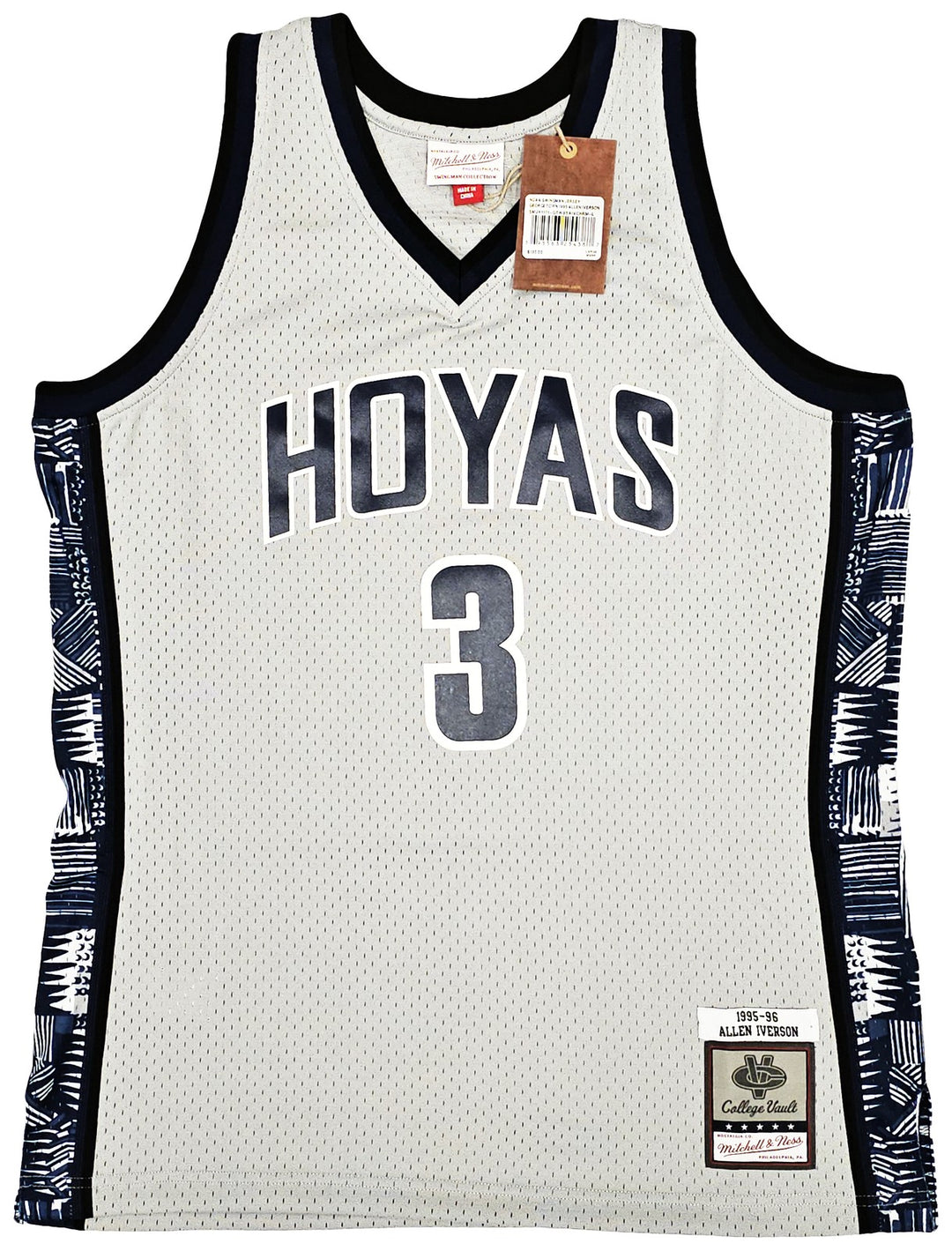 Georgetown Hoyas Allen Iverson Auto Grey Mitchell Ness 95 College Jersey L BAS