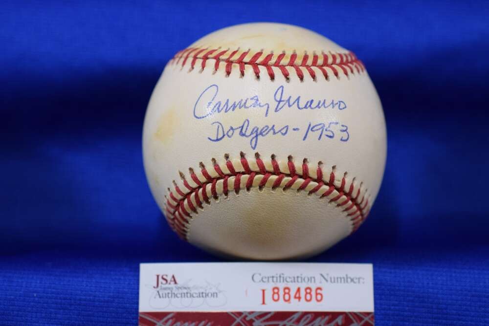 Carmen Mauro JSA COA Autograph National League ONL Signed Baseball Dodgers 1953