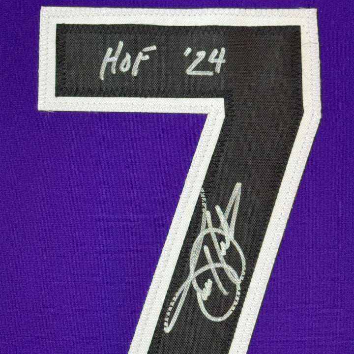 Framed Autographed/Signed Todd Helton HOF 24 35x39 Purple Jersey Tristar COA