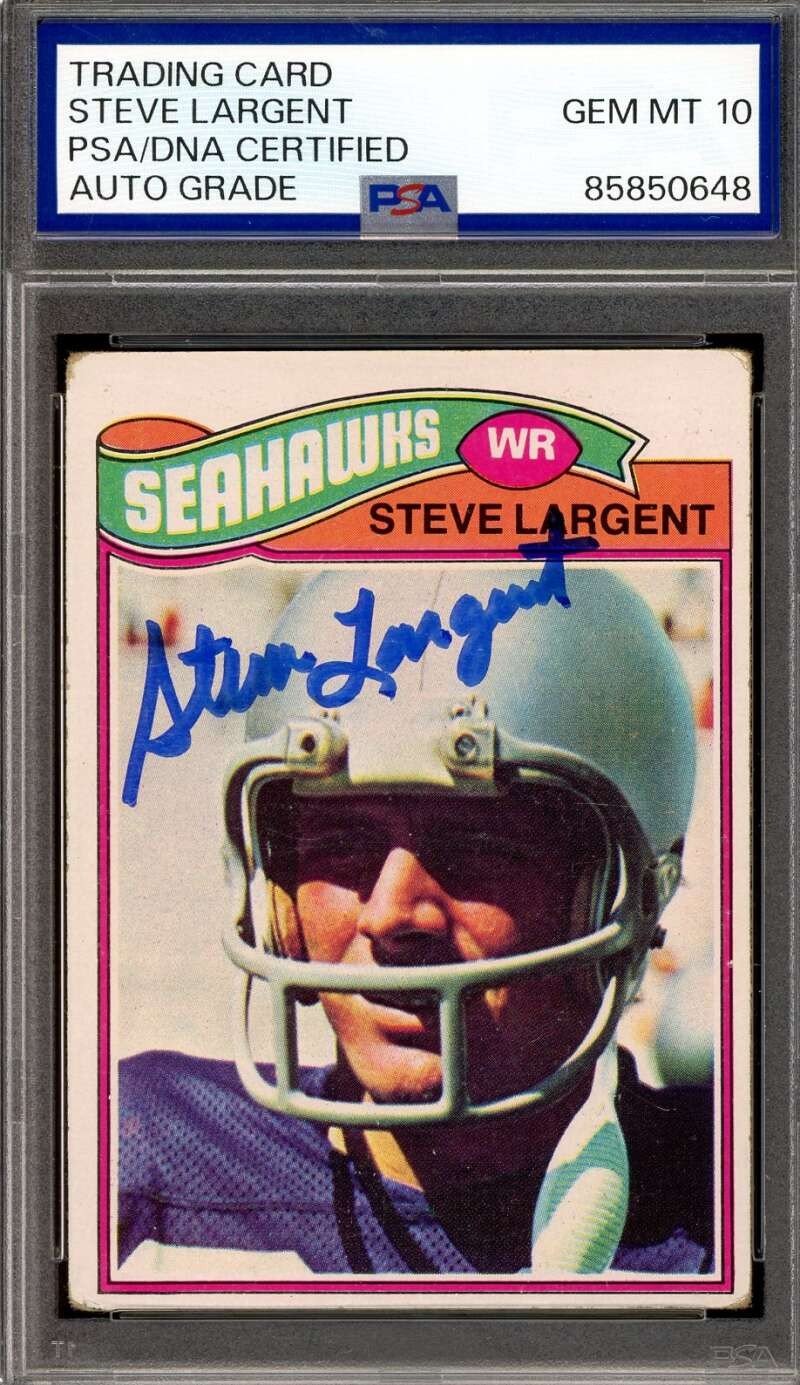 Steve Largent Gem Mint 10 PSA DNA Signed 1977 Topps Rookie Autograph