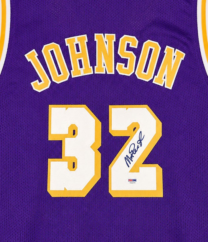 Los Angeles Lakers Magic Johnson Signed Purple Jersey PSA/DNA