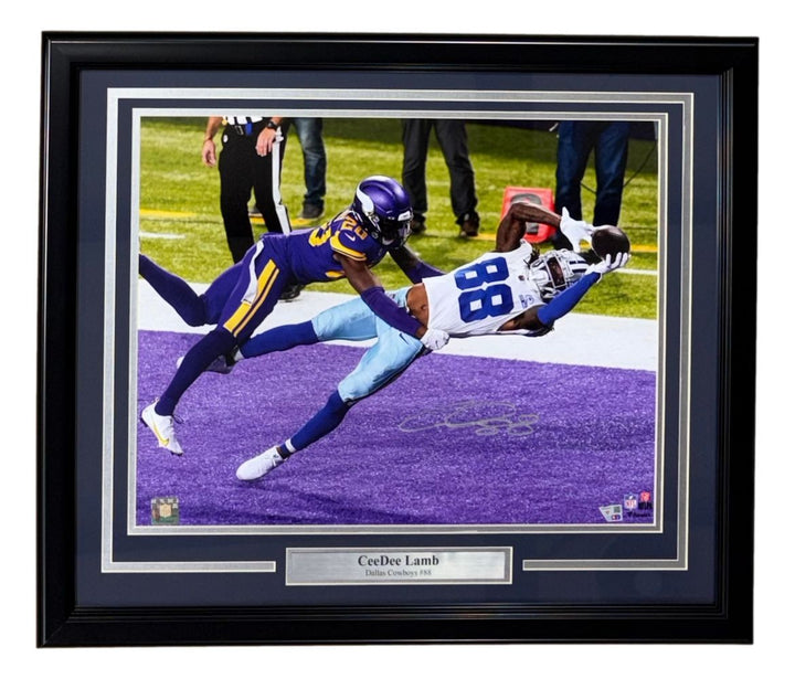 Ceedee Lamb Signed Framed 16x20 Dallas Cowboys vs Vikings Photo Fanatics