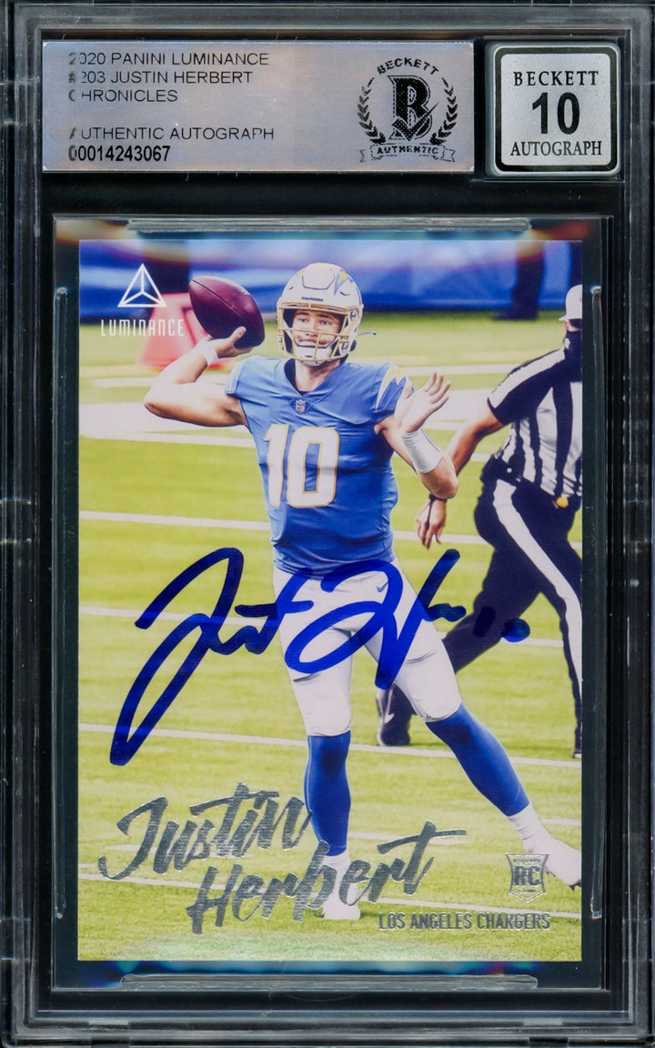 Justin Herbert Signed 2020 Panini Luminance RC 203 Chargers Auto GM 10