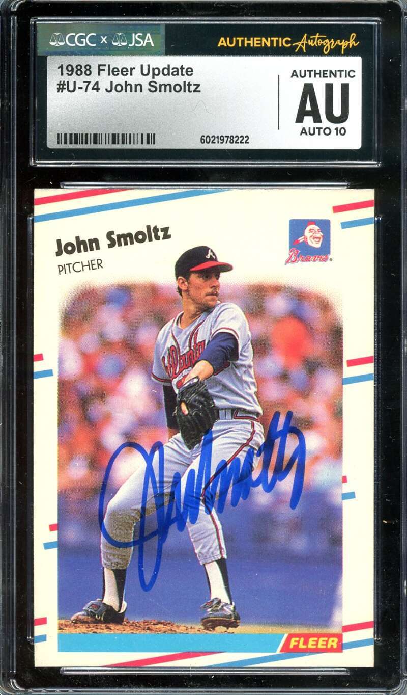 John Smoltz Gem Mint 10 JSA CGC Coa Signed 1988 Fleer Update Rookie Autograph