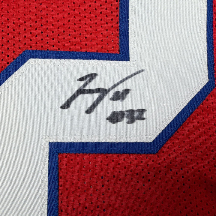 Autographed/Signed TreVeyon Henderson New England Red Jersey JSA COA