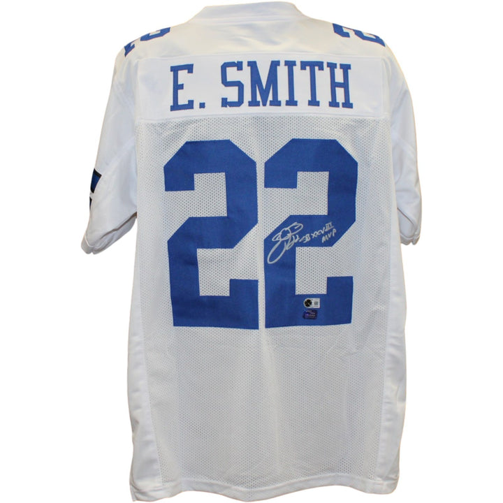 Emmitt Smith Autographed Pro Style Sz XL Jersey White SB XXXVIII MVP BAS W 58502