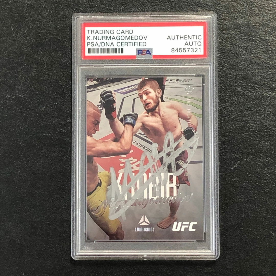 2021 PANINI LUMINANCE #54 Khabib Nurmagomedov Signed Card AUTO PSA Slabbed