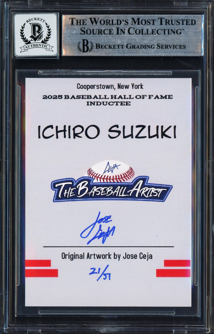 Ichiro Suzuki Auto 2025 HOF Card Mariners Artist Jose Ceja #/51 Sig GM 10