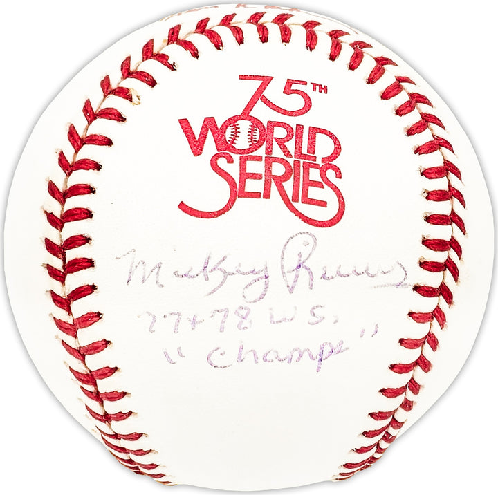 Mickey Rivers Autographed 1978 WS Baseball Yankees Champs Beckett BM25597