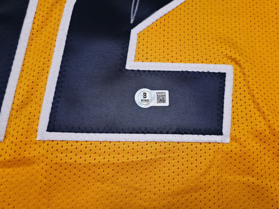 West Virginia Mountaineer Geno Smith Signed Gold Jersey Beckett Witness