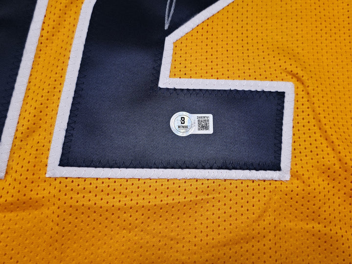 West Virginia Mountaineer Geno Smith Signed Gold Jersey Beckett Witness
