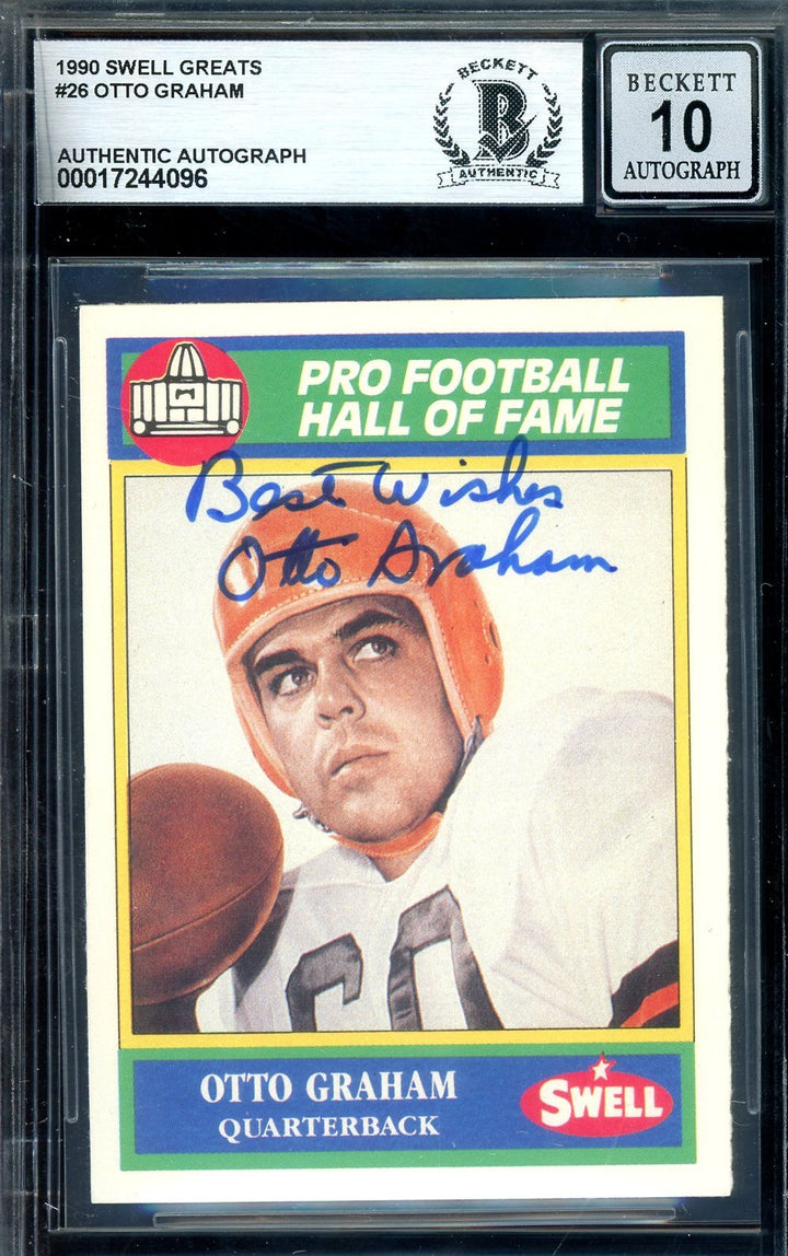 Otto Graham Gem Mint 10 Beckett BAS Signed 1990 Swell Greats Autograph