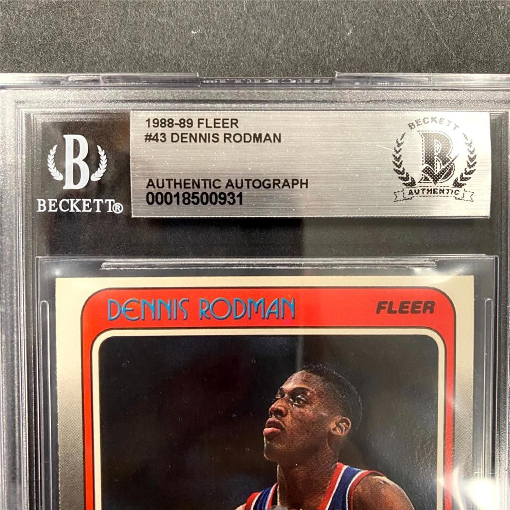 Dennis Rodman autograph signed 1988-89 Fleer #43 RC rookie card Beckett BAS BGS