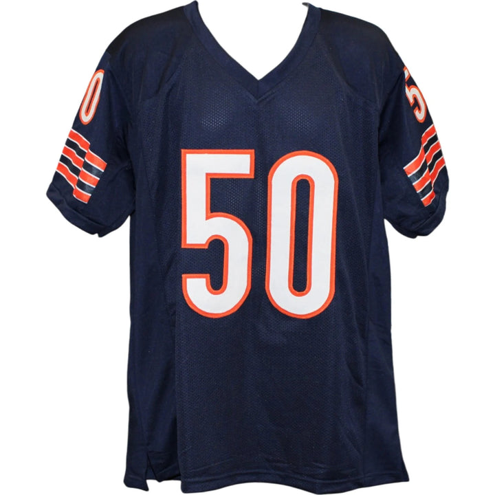Mike Singletary Autographed/Signed Pro Style Sz XL Jersey Navy Beckett WIT 58510