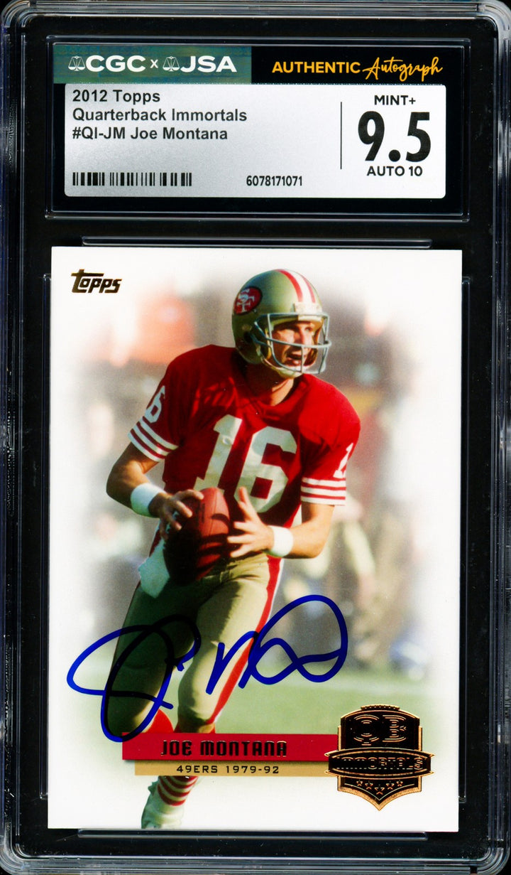 Joe Montana Auto 2012 Topps QB Immortals Card QI-JM Grade 9.5 Auto 10 CGC x JSA
