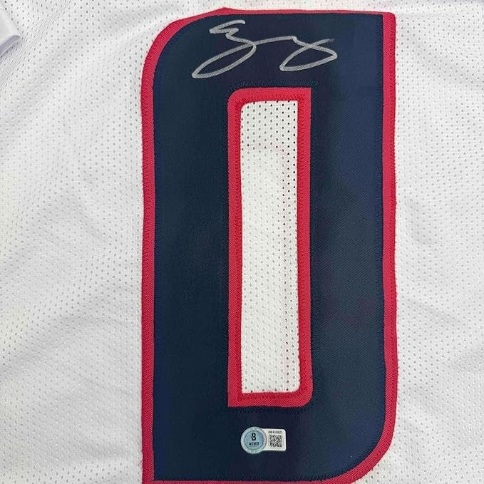 Framed Signed Azeez Al Shaair 35x39 Houston White Jersey Beckett COA