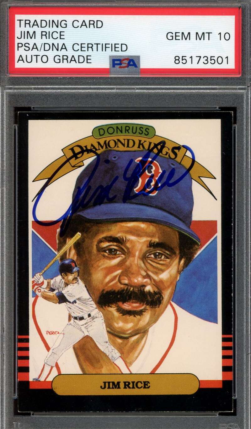 Jim Rice Gem Mint 10 PSA DNA Signed 1986 Donruss Diamond Kings Autographed