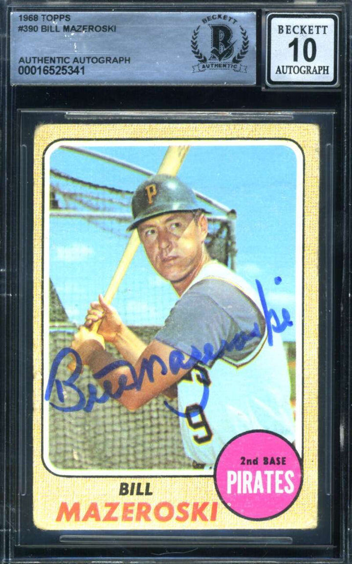 Bill Mazeroski Gem Mint 10 Beckett BAS Signed 1968 Topps Autograph