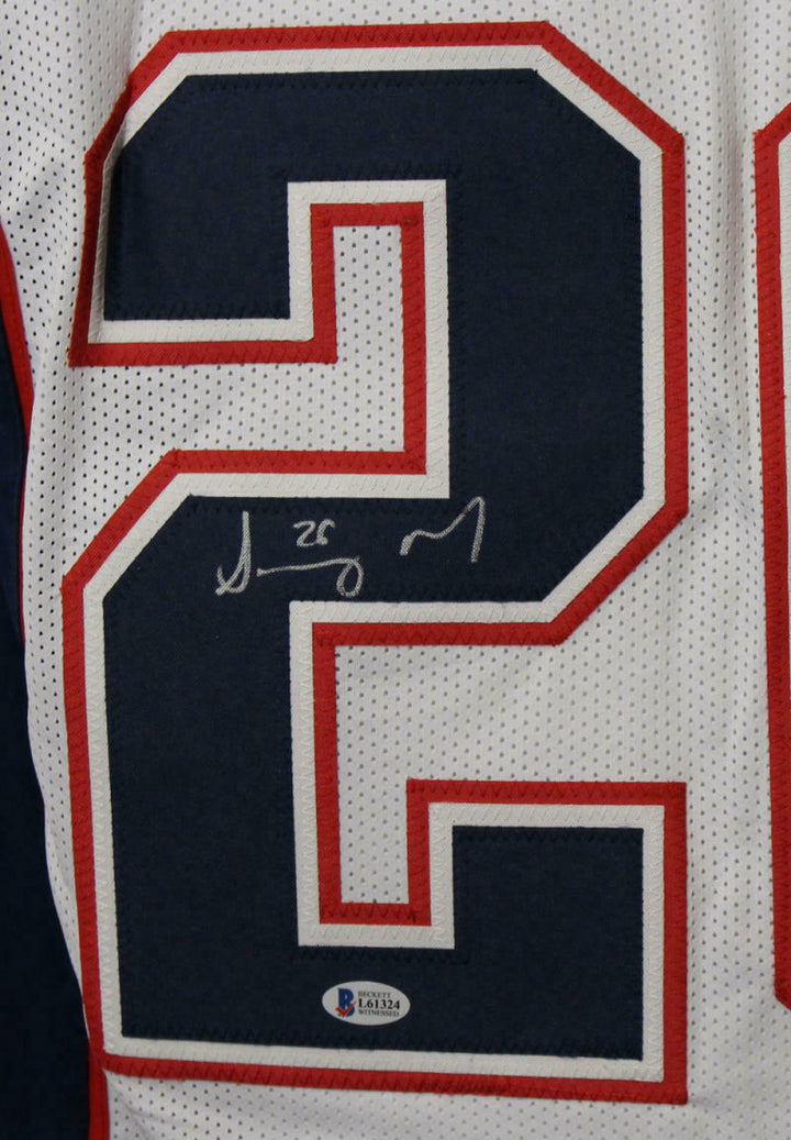 Sony Michel Autographed/Signed Pro Style White XL Jersey BAS 22631