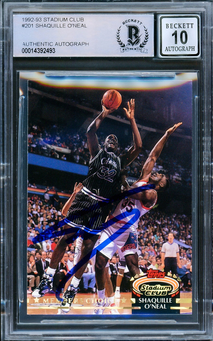 Shaquille ONeal Auto 1992-93 Stadium Club Members Choice RC 201 Magic Sig 10 BAS