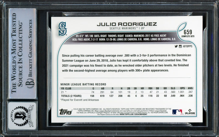 Julio Rodriguez Auto 2022 Topps Complete Base Set Variations RC 659 Auto 10 BAS
