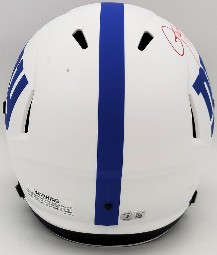 Lawrence Taylor Saquon Barkley Auto Giants Lunar Eclipse White FS Rep Helmet ROY