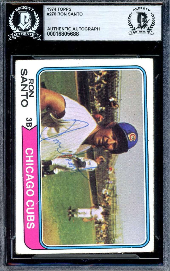 Ron Santo Beckett BAS Signed 1974 Topps Autograph