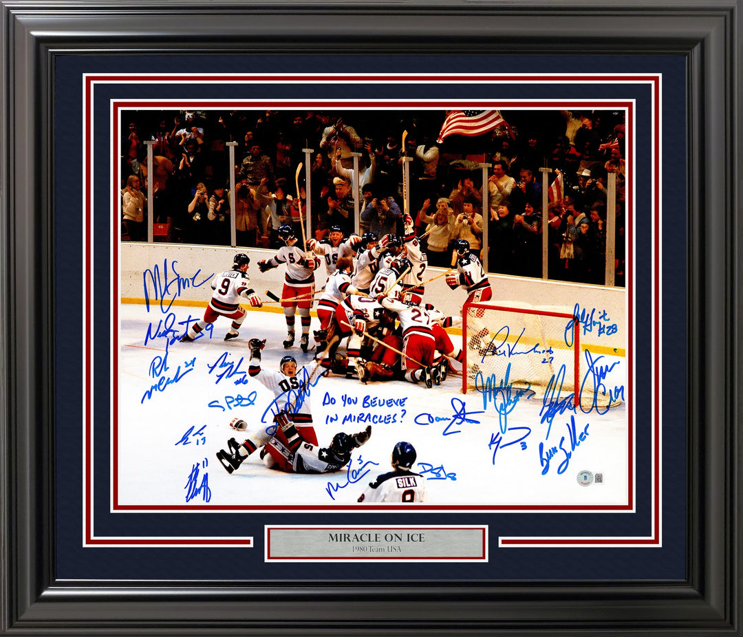 1980 USA Miracle On Ice Team Signed 16x20 "Do You Believe" 18 Sigs BAS Witness