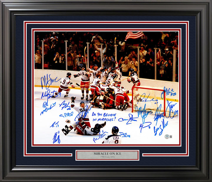 1980 USA Miracle On Ice Team Signed 16x20 "Do You Believe" 18 Sigs BAS Witness
