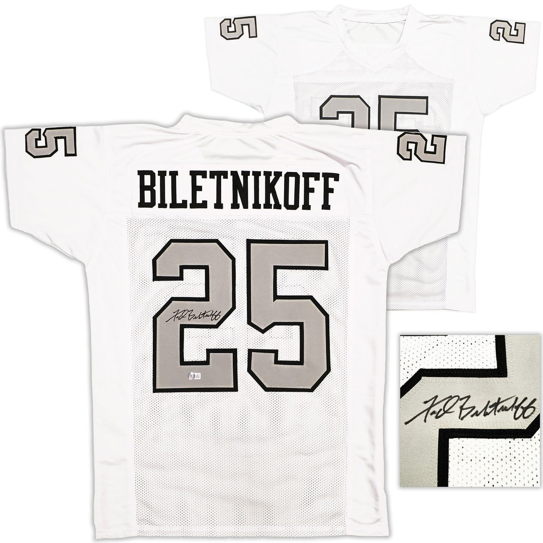 Oakland Raiders Fred Biletnikoff Autographed Signed White Jersey Beckett Wit