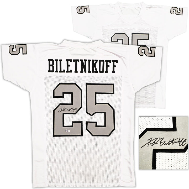 Oakland Raiders Fred Biletnikoff Autographed Signed White Jersey Beckett Wit