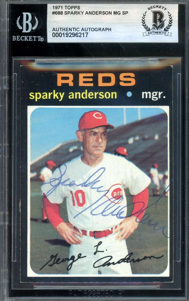 Sparky Anderson Beckett BAS Signed 1971 Topps High Number Autograph