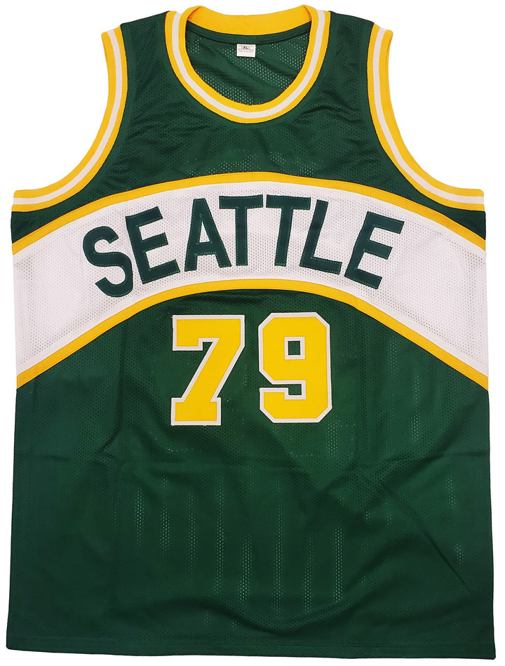 1978-79 NBA Champ Supersonics Auto Green Jersey 8 Sig Fred Brown Gus Williams