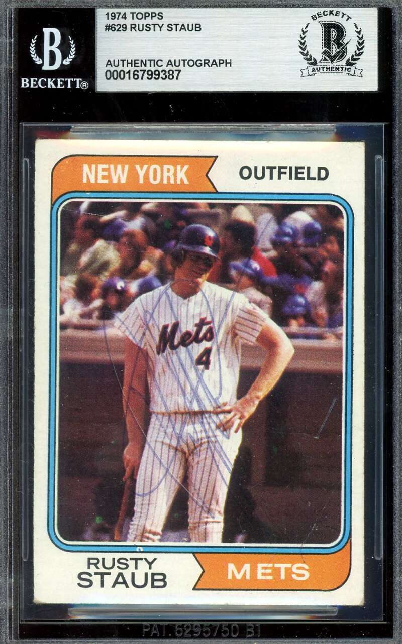 Rusty Staub Beckett BAS Vintage Signed 1974 Topps Autographed