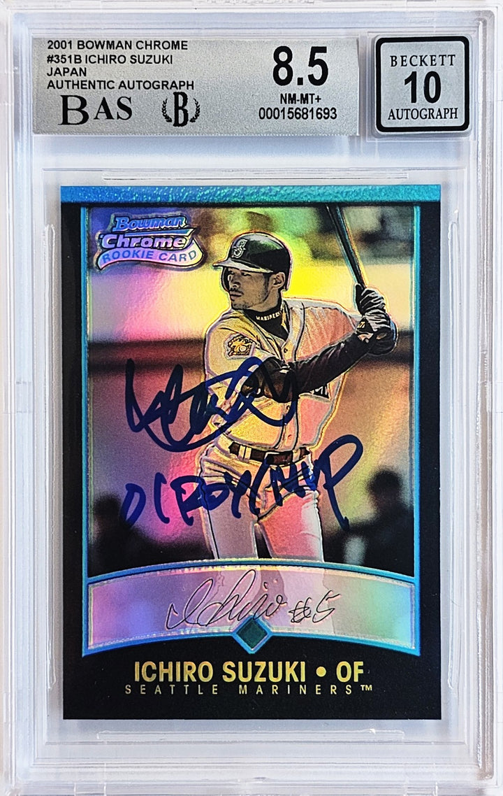 Ichiro Auto 2001 Bowman Chrome Refractor Japanese RC 351B BGS 8.5 Sig 10 ROY/MVP