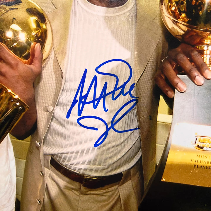 Magic Johnson Custom Framed Display LA Lakers Signed Basketball 11x14 Photo BAS