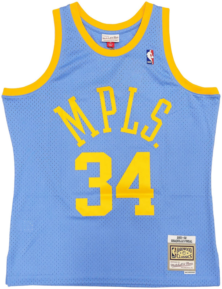 Lakers Shaquille ONeal Auto Blue Auth Mitchell Ness 01 HWC Swingman Jersey L BAS