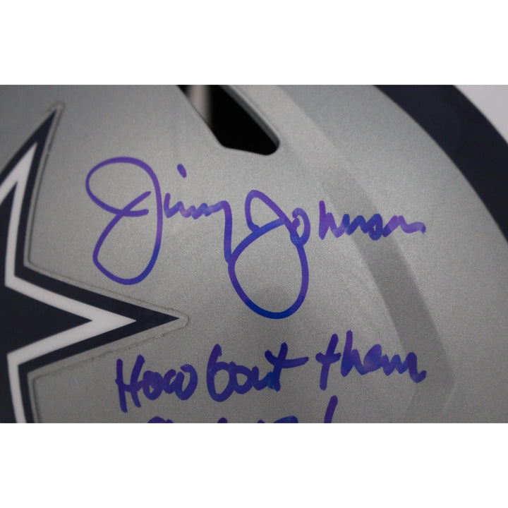Jimmy Johnson Autographed Dallas Cowboys F/S Helmet Inscription Beckett 48636