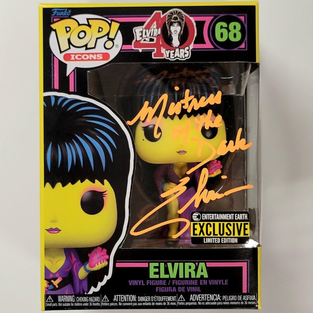 Elvira signed Mistress of the Dark Black Light Funko Pop autograph O ~ BAS Holo