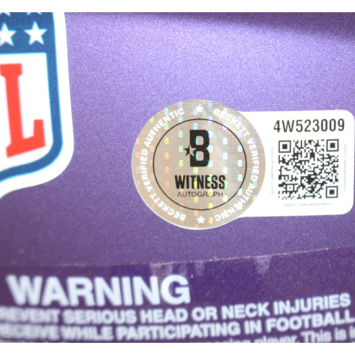 Randy Moss Autographed Minnesota Vikings Authentic Tribute Helmet Beckett 56336