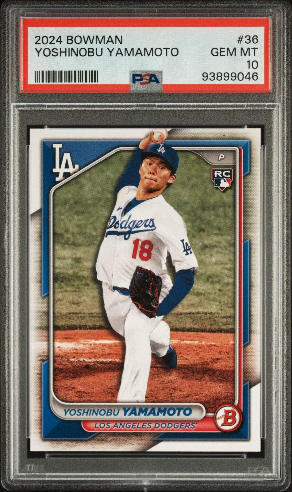 Graded 2024 Topps Bowman Yoshinobu Yamamoto #36 Rookie RC Baseball Card PSA 10
