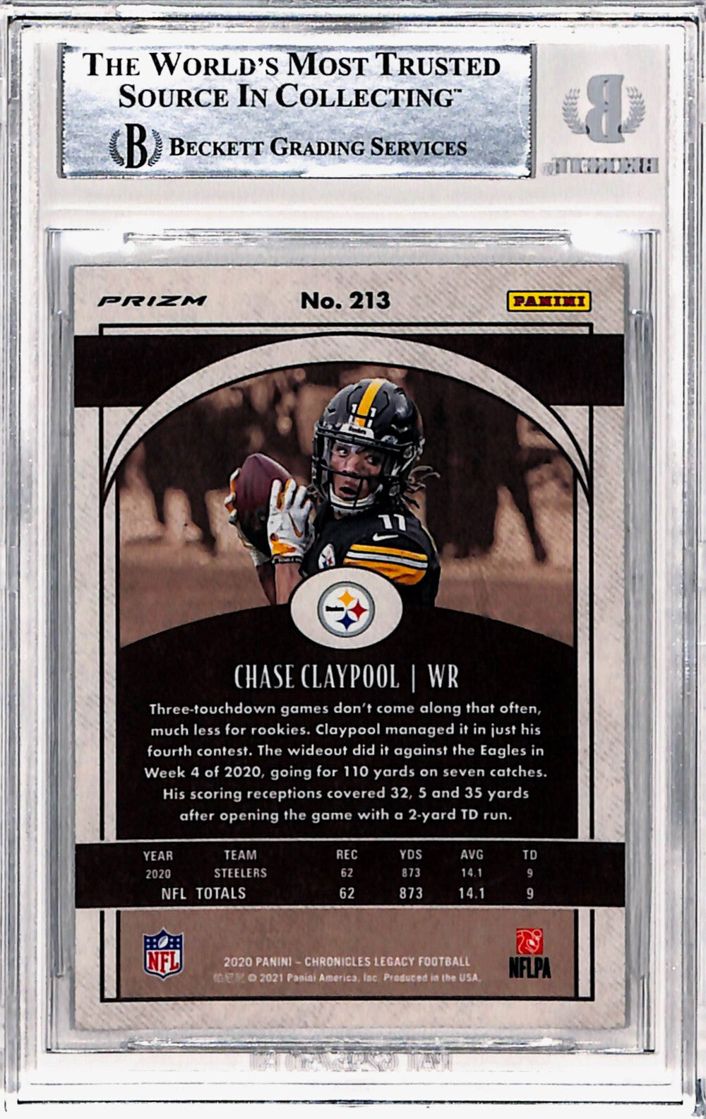 Chase Claypool Signed 2020 Legacy Silver #213 Rookie Card Beckett Slab 40763