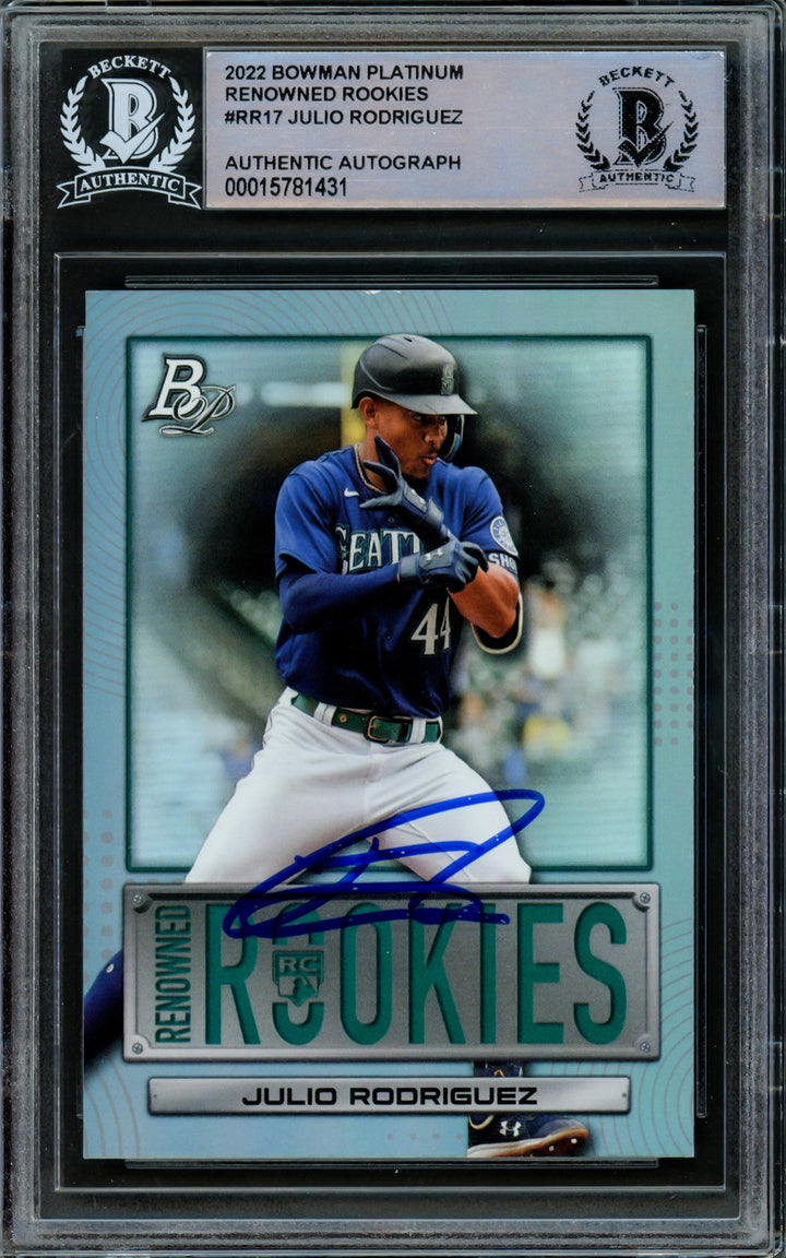 Julio Rodriguez Signed 2022 Bowman Platinum Renowned Rookies RC #RR17 Mariners