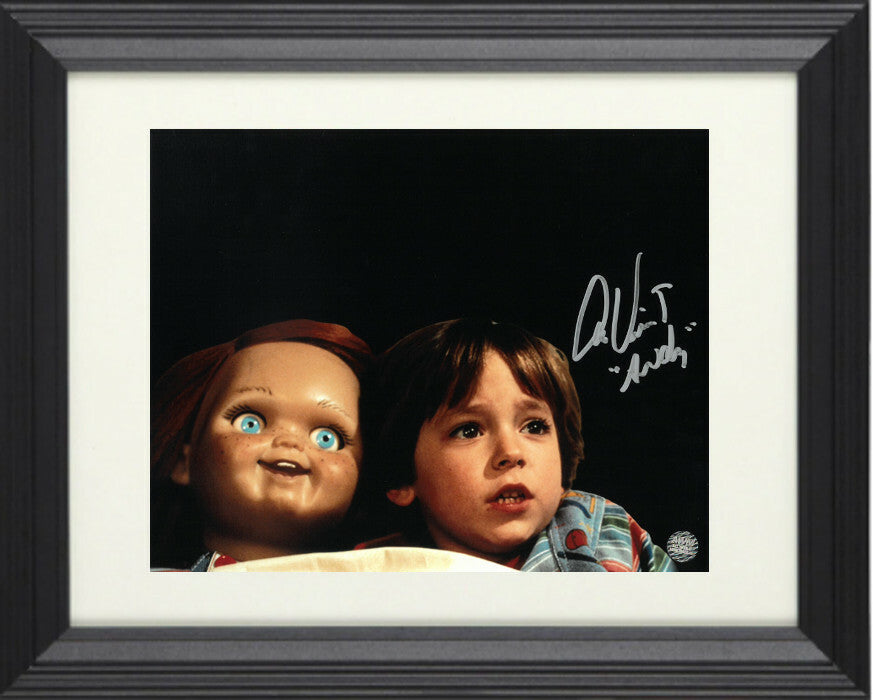 Alex Vincent signed Child's Play 11x14 Photo Framed Andy with Chucky- AWM Holo