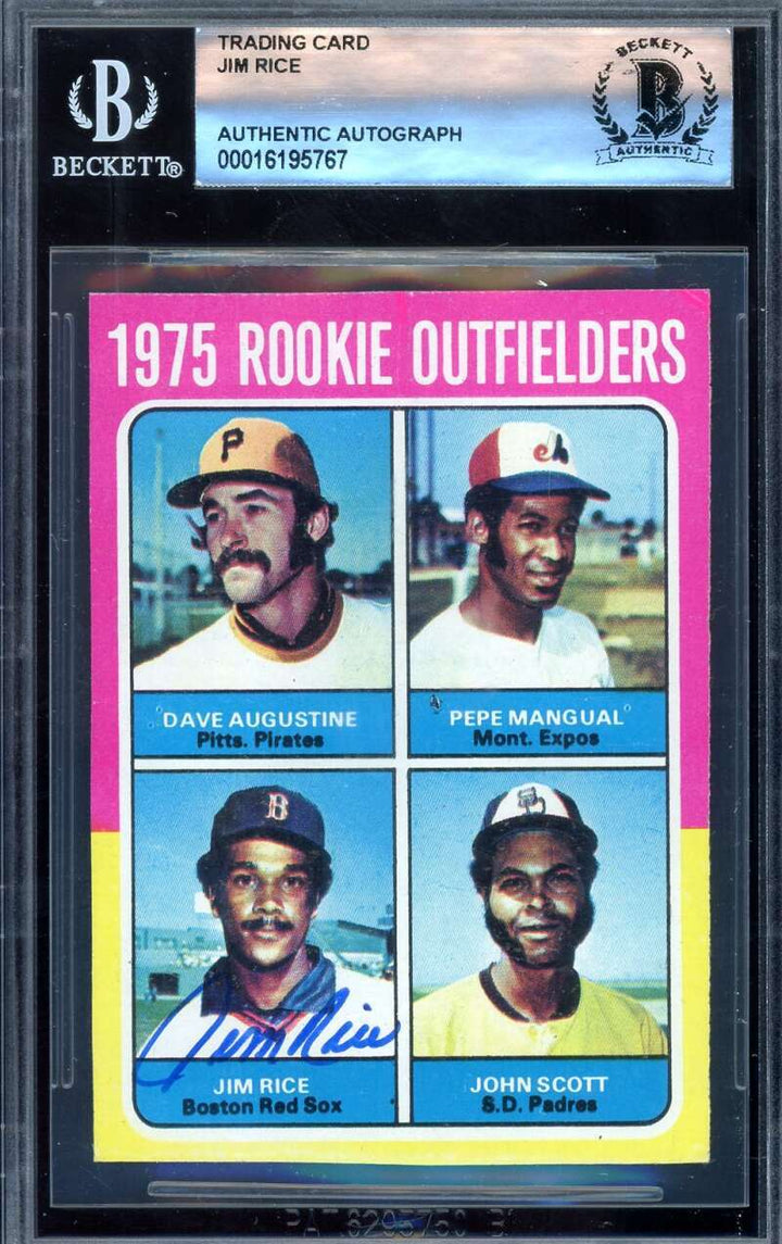 Jim Rice Beckett BAS Signed 1975 Topps Rookie Autograph